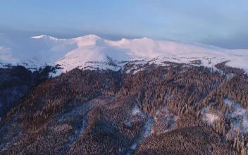 Free Stock Video Wooded Mountain With Snow Covered Top