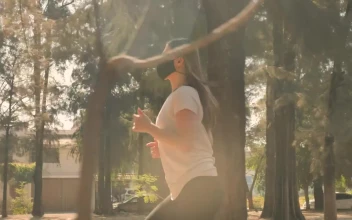 Free Stock Video Woman Running With Face Mask In A Park