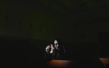 Free Stock Video Woman In Nun Costume On Halloween Praying In Church