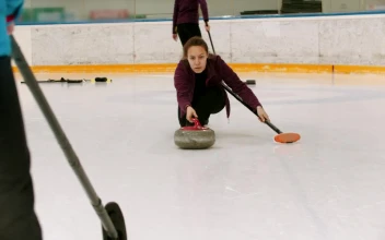 Free Stock Video Woman Curling Player Sliding On Ice