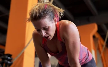 Stock Footage Woman Breathing After A Workout