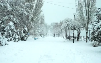 Stock Footage Winter Storm Over A Small Town