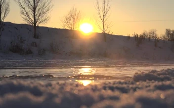 Stock Footage Winter River Mist In Snow Landscape