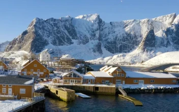 Stock Footage Winter Landscape With A Town By The Sea