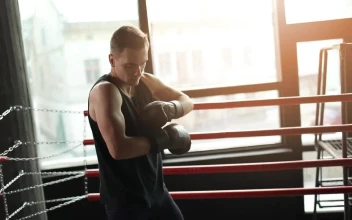 Stock Footage Winner Prepares For Boxing Match In Ring