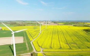 Stock Footage Wind Turbines Spinning Quickly