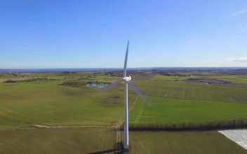 Stock Footage Wind Turbine Producing Energy
