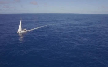 Stock Footage White Yacht Sailing Out In The Ocean