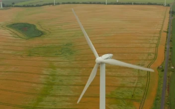 Stock Footage White Wind Turbine In The Countryside