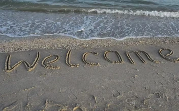 Stock Footage Welcome In The Sand At The Seashore