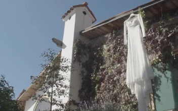 Stock Footage Wedding Dress Hanging Outside A House