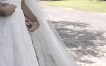 Stock Footage Wedding Couple Hugging In A Garden