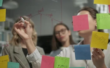Stock Footage Web Design Work Team Out Strategy On Glass Wall