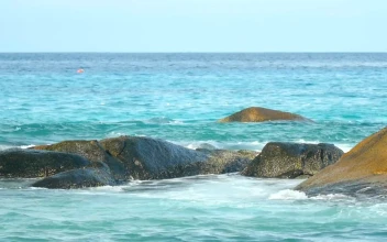 Stock Footage Waves Covering The Rocks