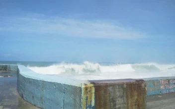 Stock Footage Waves Breaking Against A Coastal Wall