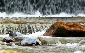 Stock Footage Waterfalls On The Rocks Of A River