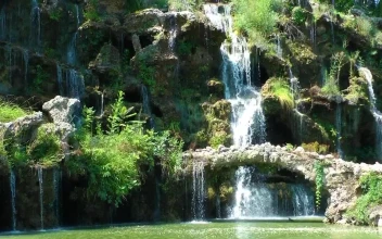 Stock Footage Waterfalls On A Beautiful Lake