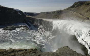Stock Footage Waterfall On A Clear Day