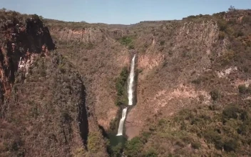 Stock Footage Waterfall Landing In A Small Body Of Water