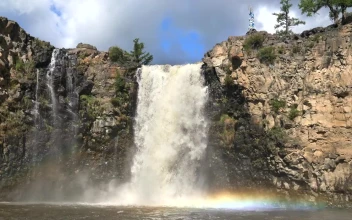 Stock Footage Waterfall In A Rock Cliff