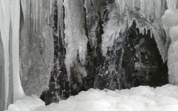 Stock Footage Waterfall In A Frozen Landscape