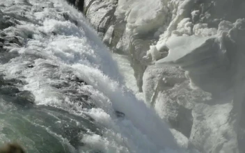 Stock Footage Waterfall Breaking Over The Edge