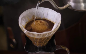 Stock Footage Water Poured Into A Coffee Filter