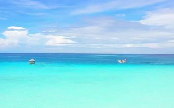 Stock Footage Water Plane Floating In The Turquoise Sea