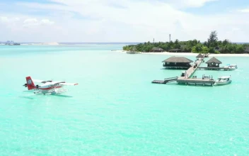 Stock Footage Water Plane Arriving To A Little Island