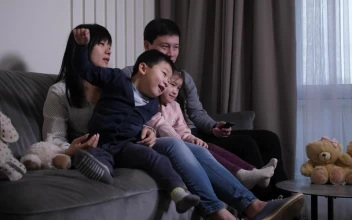 Stock Footage Watching A Film As A Family