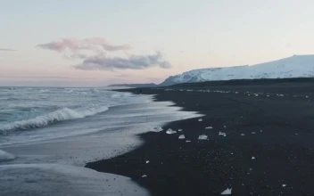 Stock Footage Volcanic Sand Beach