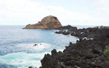 Stock Footage Volcanic Rocks On The Beach Coast