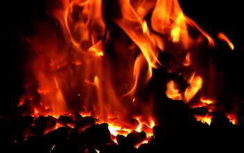 Stock Footage Volcanic Fire Burning In The Dark