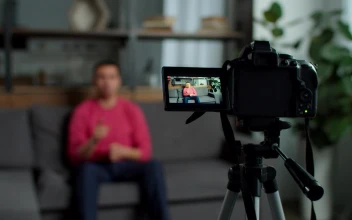 Stock Footage Vlogger Recording In Sign Language