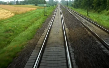 Stock Footage View Of The Rail Tracks From The Train