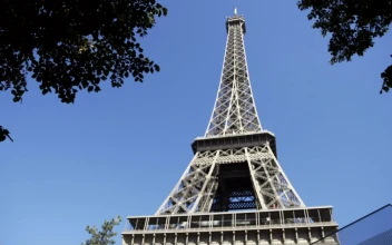 Stock Footage View Of The Eiffel Tower And The Blue Sky