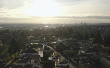 Stock Footage View From Above To Houses In The Suburbs
