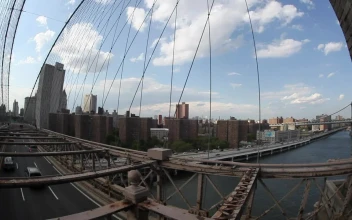 Stock Footage View From Above The Brooklyn Bridge