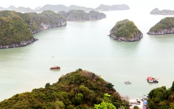 Stock Footage Vietnam Bay Landscape With Boats