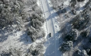 Stock Footage Vehicle Driving In A Winter Road