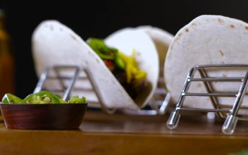 Stock Footage Vegetarian Tacos On A Wooden Board