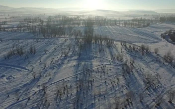 Stock Footage Vast Snowy Valley With Roads