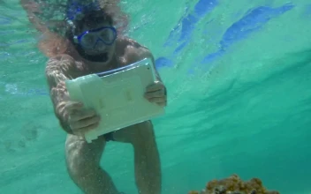 Stock Footage Using A Tablet Underwater