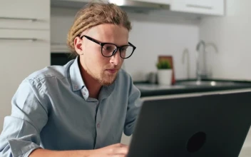 Stock Footage Urban Man Works From Home During Lockdown