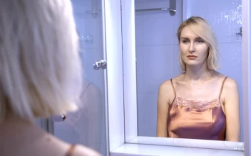 Stock Footage Upset Woman Looking In The Mirror