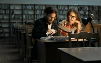 Stock Footage University Students Studying Late In The Library