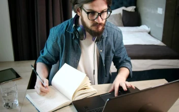 Stock Footage University Student Prepares For Exam In Dorm Room