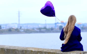 Stock Footage Unhappy Child With A Balloon