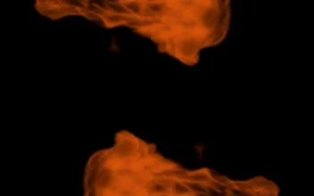 Stock Footage Two Orange Flames On Black Background