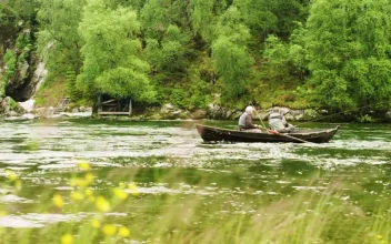 Stock Footage Two Men Fishing In A River